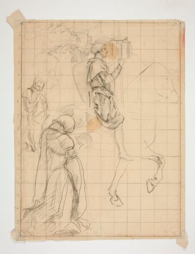 Galahad te paard: studie voor door Edwin Austin Abbey