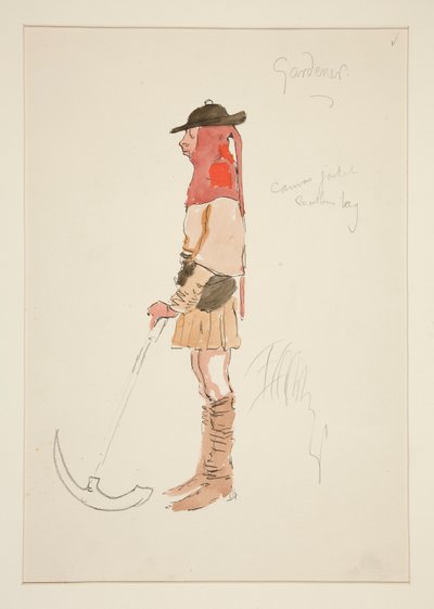 Tuinman, kostuumschets voor Henry Irving door Edwin Austin Abbey