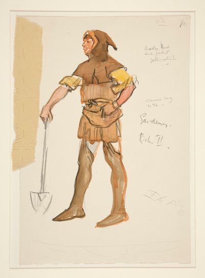 Tuinman, kostuumschets voor Henry Irving door Edwin Austin Abbey