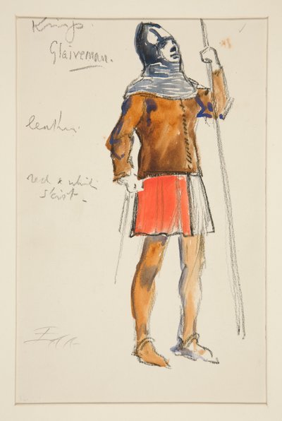 Glaiveman, kostuumschets voor Henry Irving door Edwin Austin Abbey