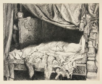 Iachimo Steelt uit de Koffer - Act II, Scene II, Cymbeline door Edwin Austin Abbey