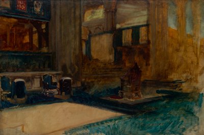 Interieurstudie van Westminster Abbey, voor De Kroning van Koning Edward VII door Edwin Austin Abbey