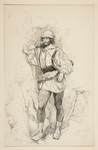 Jacques, illustratie voor Act II, Scene v, Zoals het u bevalt door Edwin Austin Abbey