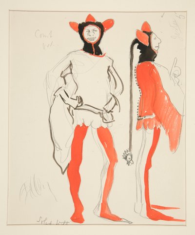 Narren, kostuumschets voor Henry Irving door Edwin Austin Abbey
