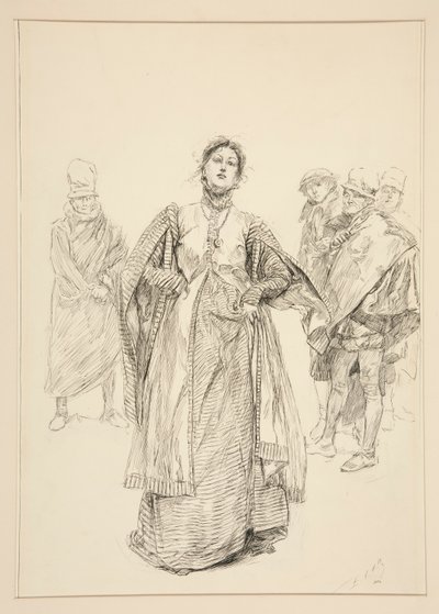 Katharina, illustratie voor Act I, Scene i, Taming of the Shrew door Edwin Austin Abbey