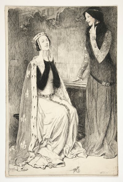 Katherine en Alice - Act III, Scene V, King Henry V door Edwin Austin Abbey