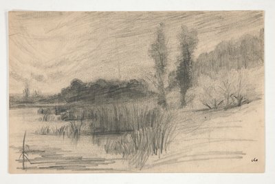 Landschap bij water door Edwin Austin Abbey
