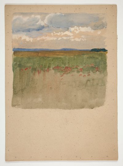 Landschap met veld, horizon, lucht door Edwin Austin Abbey