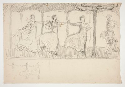Rij van dansende vrouwen - (niet-geïdentificeerde illustratie) door Edwin Austin Abbey