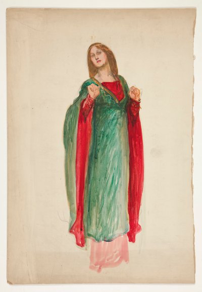 Middeleeuwse dame, schets voor een niet-geïdentificeerd Shakespeare-stuk door Edwin Austin Abbey