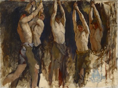 Mannen bij een Aambeeld, studie voor De Geest van Vulcanus door Edwin Austin Abbey
