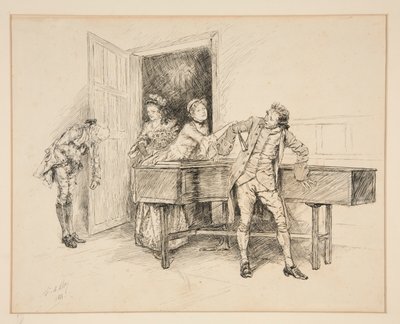 Nan en Piano, illustratie voor Oliver Goldsmith door Edwin Austin Abbey