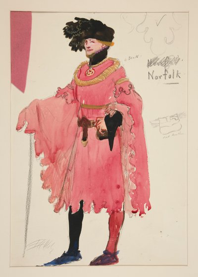 Norfolk, kostuumschets voor Henry Irving door Edwin Austin Abbey