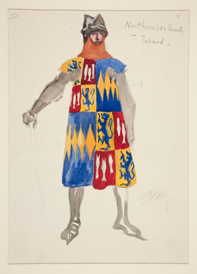 Northumberland - Tabard, kostuumschets voor Henry Irving door Edwin Austin Abbey