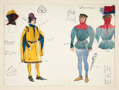 Olivier en Amiens, kostuumschets voor Henry Irving door Edwin Austin Abbey
