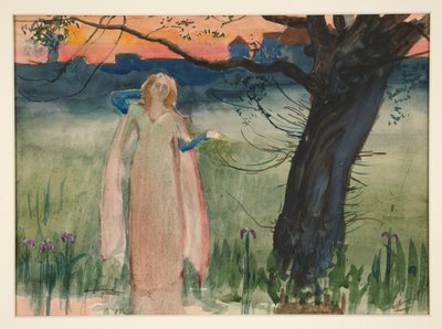Ophelia bij de beek - Act IV, Scene VII, Hamlet door Edwin Austin Abbey