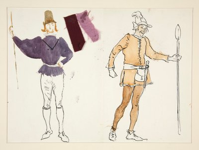 Boeren, kostuumschets voor Henry Irving door Edwin Austin Abbey
