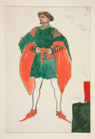 Percy, kostuumschets voor Henry Irving door Edwin Austin Abbey