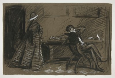 Petruchio plaagt Katharina (studie voor .1058) - Act II, Scene I, Taming of the Shrew door Edwin Austin Abbey