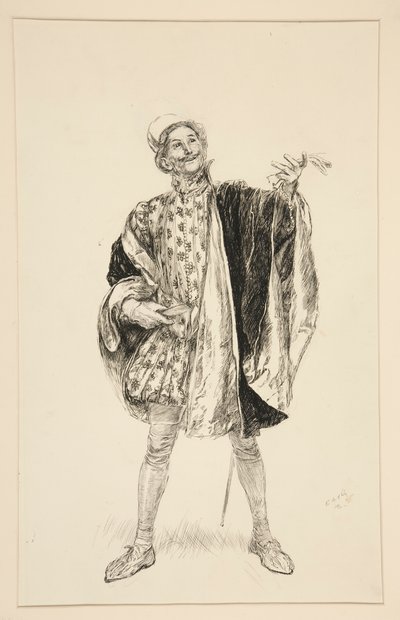 Petruchio, uit Act I, Scene ii, Het Temmen van de Feeks door Edwin Austin Abbey