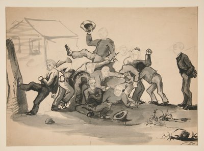 Stapel mannen: karikatuur van door Edwin Austin Abbey