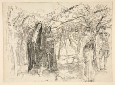 Polixenes en Perdita - Act IV, Scene III, De Winter door Edwin Austin Abbey