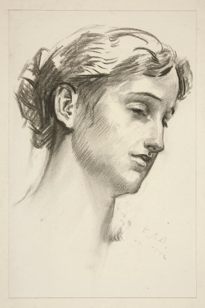 Portret van een jonge vrouw door Edwin Austin Abbey