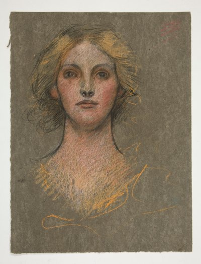 Portret van een jonge vrouw door Edwin Austin Abbey