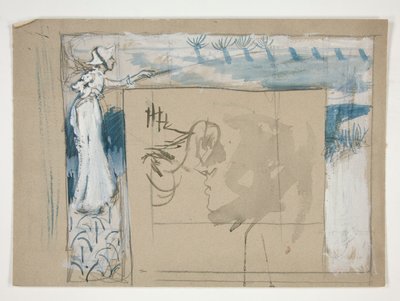 Voorlopige schets voor een tegelhaardomlijsting door Edwin Austin Abbey