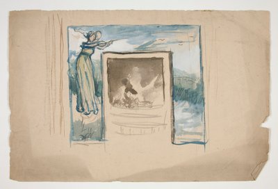 Voorlopige schets voor een tegelhaardomlijsting door Edwin Austin Abbey