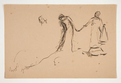 Voorlopige schets van Helena en Lafeu voor Act IV, Scene III, All door Edwin Austin Abbey