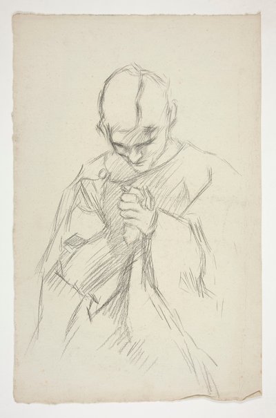 Geklede figuur, biddend: studie voor De Zoektocht naar de Heilige Graal muurschildering serie in Boston Openbare Bibliotheek door Edwin Austin Abbey