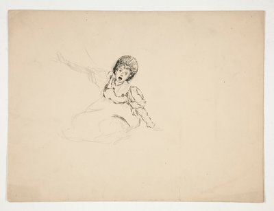 Schreeuwende vrouw (studie voor .3439), schets voor The Lay of the Lobster door Edwin Austin Abbey