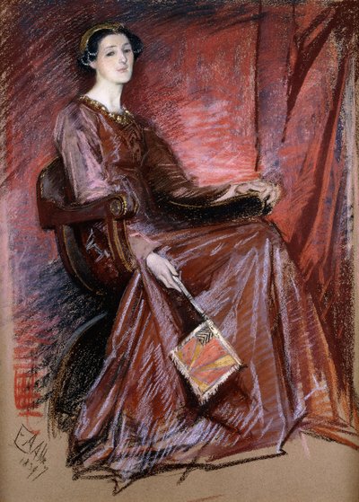 Zittende vrouw met Elizabethaanse hoofdtooi, 1897 door Edwin Austin Abbey