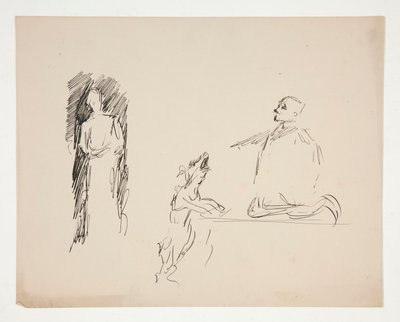 Blad met figuurstudies door Edwin Austin Abbey
