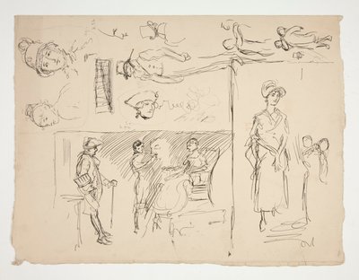 Blad met figuurstudies door Edwin Austin Abbey