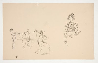 Blad met schetsen door Edwin Austin Abbey