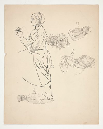 Blad met studies door Edwin Austin Abbey