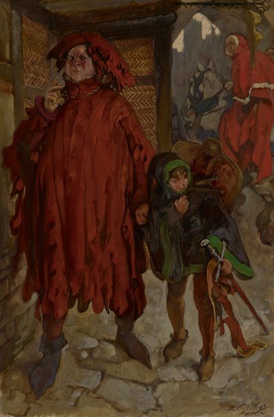 Sir John Falstaff met Zijn Page, Koning Henry IV, Deel II, Act I, Scene II door Edwin Austin Abbey