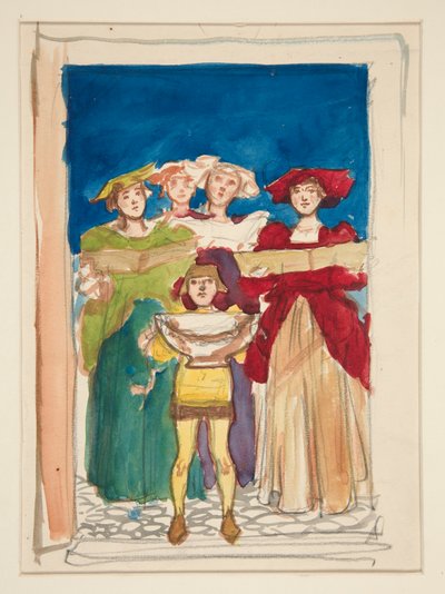 Schets voor Kerstkaart door Edwin Austin Abbey