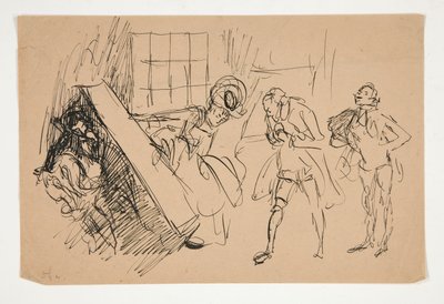 Schets voor School voor Schandaal, illustratie voor Scribner door Edwin Austin Abbey