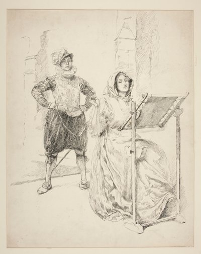 Schets voor Het Narcislied door Edwin Austin Abbey