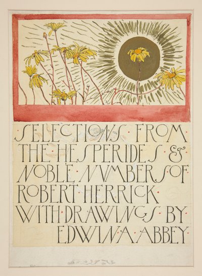 Schets voor een illustratie voor Selections from the Poetry of Robert Herrick door Edwin Austin Abbey