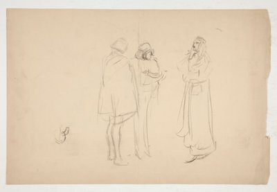 Schets van Drie Mannen, uit Koopman van Venetië door Edwin Austin Abbey