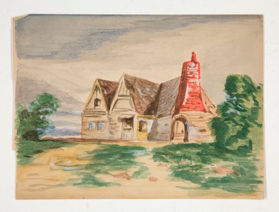 Schets van een landhuisje door Edwin Austin Abbey