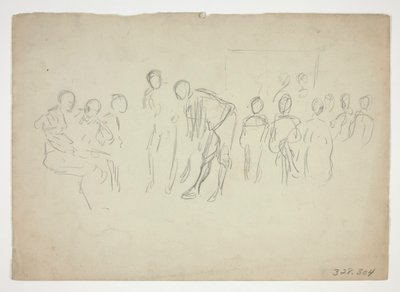 Schets van een menigte - niet-geïdentificeerde illustratie door Edwin Austin Abbey