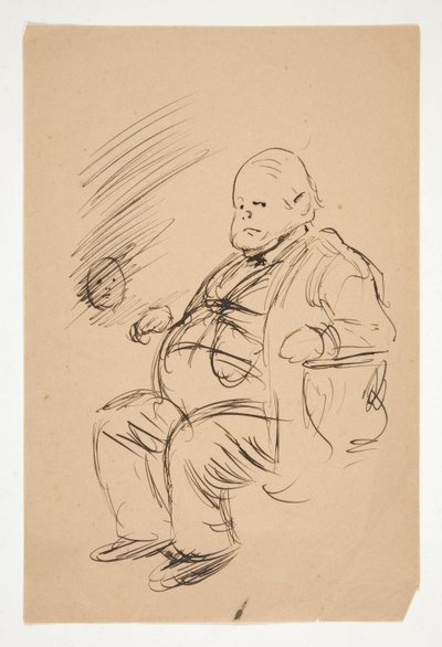Schets van een dikke man, zittend door Edwin Austin Abbey