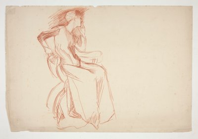 Schets van een vrouwelijke figuur, zittend - niet-geïdentificeerde illustratie door Edwin Austin Abbey