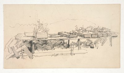 Schets van een richel met plantenbakken door Edwin Austin Abbey