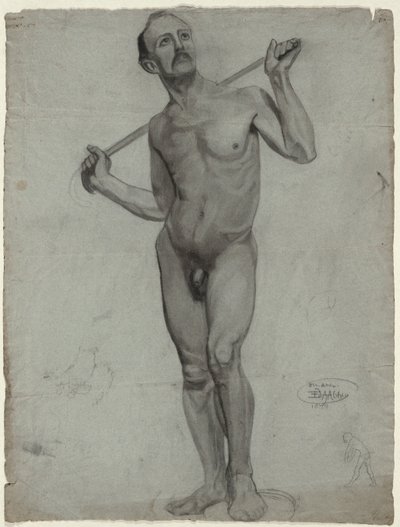 Schets van een mannelijk naakt door Edwin Austin Abbey